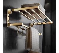 Towel Bars Towel Shelf Golden All Copper Movable Folding Bath Bathroom Bar Tower Holder(Single Pole,40cm)
