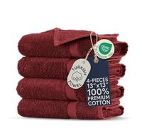Towel Bazaar 4-Piece Washcloth, 100% Premium Cotton Turkish Towels, 13x13 Luxury Towel Super Soft and Absorbent, Perfect Use for Bathroom, Shower Towels - Cranberry