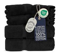 Towel Bazaar 8-Piece Towel Set, 100% Premium Cotton Turkish Towels,Luxury Towel Super Soft and Absorbent, Perfect Use for Bathroom, Shower Towels - Black