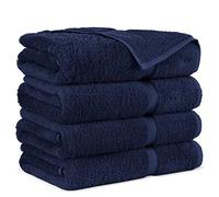 Towel Bazaar Premium Cotton Super Soft and Absorbent Turkish Towels (4-Piece Bath Towels, Navy Blue)