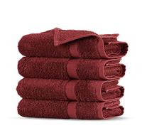 Towel Bazaar Premium Cotton Super Soft and Absorbent Turkish Towels (4-Piece Washcloth, Cranberry)