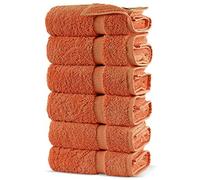 Towel Bazaar Premium Cotton Super Soft and Absorbent Turkish Towels (6-Piece Hand Towels, Coral)