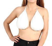 Towel Bra, Women Breast-Feeding Tube Top, Towel Bra Bath Hanging Neck Tube Top Sports (White,M)