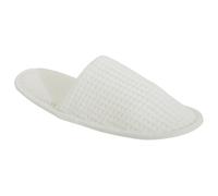 Towel City Women's Waffle Mule Closed Toe Slippers in White | Size: 4 Towel City White 4