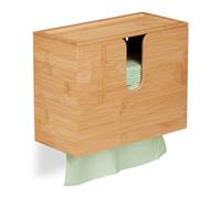 Relaxdays Dispenser, with Lid, for H2 Paper Towels, HxWxD 21x27x13 cm, Hanging, Bamboo