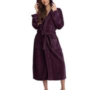 towel dressing gown women Dressing Gown Womens Fluffy Flannel Fleece Hoodie Ladies Bathrobe with Pockets Full Length Gowns Winter Cozy H hooded towelling bath robes for women plus size extra long