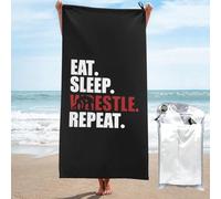 Towel Eat Sleep Wrestle Repeat Large Microfibre Beach Towels Supersoft Beach Blanket For Vacation Home Spa 80X130Cm