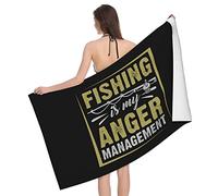 Towel Fishing Is My Anger Management Absorbent Beach Towel Unisex Bathsheet For Pool Vacation Swimming 80X130Cm