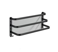 Towel Hanger Black and White Brief Space Aluminum Bathroom Towel Rack with Hook Multiple Layer Wall Mounted Punch Cloth Holder(Grey Single 30cm)