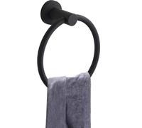 Towel Holder Black, Round Towel Hanger Stainless Steel Towel Rail Towel Holder for Bathroom Wall Matte Black Towel Ring(6.3 inches/16cm)