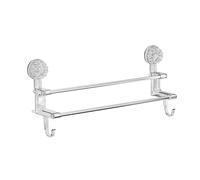 Towel Holder - Heavy Duty Steel Suction Rail, Waterproof Stainless Steel Bar, Adjustable Bath Mat Hanger | Polished Chrome Finish, Tool Free Installation for Glass Tiles Smooth Shower Surfaace