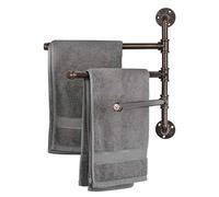 towel holder Industrial Retro Towel Bar Water Pipe Towel Rack 3-layer Rotatable Towel Rack Bathroom Kitchen Towel Holder (Color : A)