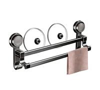 Towel Holder with Suction Cup, Double Rods, Clamp-Free Stand, Wall Mounted Towel Rail for Home, Bathroom, Showers, Mirrors, Tiles, Walls, Doors and Smooths