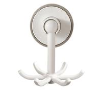 Towel Hooks - 360 Degree Rotating Suction Cup Wall Hanger, 6-Claw Robe & Towel Hooks for Coat Bedroom Office Men Women Key Shower Toilet Kitchen No-Drill Waterproof Utility Rack White 2 Pack