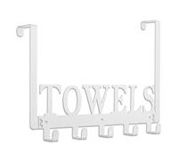 Towel Hooks Over The Door Hooks Hangers Wall Mount Towel Rack Towel Holder for Bathroom, Heavy Duty Storage Coat Hooks for Home Decor Metal Sandblasted Organizer for Towel Clothes Bag Robe(White)