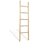 Towel Ladder Brown Bamboo 40x150cm 5-Rung Leaning Rack Towels Eco Bathroom Decor