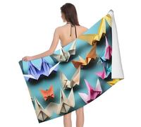Towel Origami Paper Cranes Compact Beach Towel Sand Free Bathsheet For Everyday Use Yoga Sport 80X130Cm