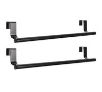 Towel Rack 2pcs Black Stainless Steel 36cm Single Bar