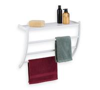 Relaxdays Towel Rack, 3 Rails, H x W x D: 44 x 56.5 x 23 cm, Wall Towel Holder, Steel, White