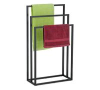 Relaxdays Black Towel Rack with 3 Rails