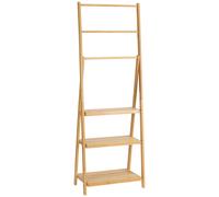 Kleankin Foldable Natural Bamboo Towel Rack With 3 Towel Rails And 3 Shelves