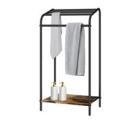 Relaxdays Industrial Freestanding Towel Rack with Shelf, 79.5x41.5x28.5cm, Brown/Black
