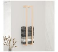Towel Rack Solid Pinewood Natural Finish 23x18x110 cm Wall-Mounted Shelf Hanger