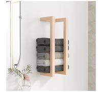 Towel Rack Solid Pinewood Natural Finish 23x18x60cm Wall-Mounted Shelf Bathroom