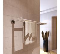 Towel Rack Stainless Steel 60cm x14cm Wall-Mounted Double Tube Rail Shelf-Holder
