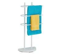 Relaxdays Towel Rack, 3 Rails, H x W x D: 83 x 39 x 18 cm, Standing Towel Holder, Metal, White