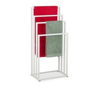 Relaxdays towel rack, HxWxD: 96.5 x 45 x 29 cm, metal, 4 bars, standing towel rack, bathroom, white