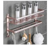 Towel Rack Towel Rail Space Aluminum Towel Rack Shelf with Towel Bar Double Wall-Mounted Towel Holder Rails with Hooks Bathroom Towel Bar Towel Holder/50Cm
