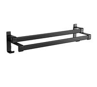 Towel Rack Towel Rail Space Aluminum Towel Rails Wall Mounted Towel Rack with Hook for Kitchen Bathroom Office Black Double-Bar Towel Bar Towel Holder/70Cm