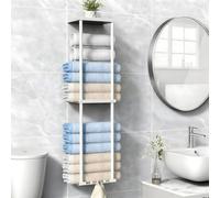 Towel Rack Wall Mounted 3-Tier Metal Heavy Duty Towel Holder for Rolled Towels Storage for Small Bathroom Organizer RV Camper Toilet,Black,31.5x 7.8 x 5.5Inches, White