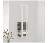 Towel Rack White Solid Pinewood Wall-Mounted 23x18x110 cm Compact Bathroom Shelf