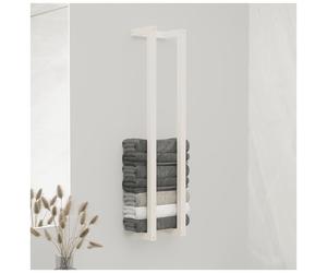 Towel Rack White Solid Pinewood Wall-Mounted 23x18x110 cm Compact Bathroom Shelf