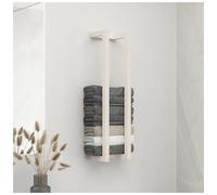 Towel Rack White Solid Pinewood Wall Mounted Shelf Bathroom Compact 23x18x90 cm
