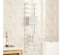 Towel Rack White Steel Wall-Mounted 24x12x96cm Space-Saving Bathroom Durable Pro