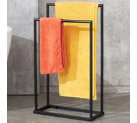 Towel Racks for Bathroom, 2 Tier Free Standing Stainless Steel Towel Rack Stand for Bath Towel, Blanket Rack, Matt Black, DECLUTTR