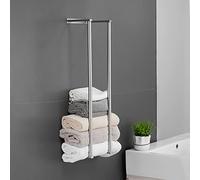 Towel Racks for Bathroom, NEWRAIN Stainless Steel Rolled Towel Storage Wall Mounted Bath Towel Holder for Folded Large Towel Washcloths, Bathroom Organizing Brushed Nickel