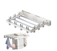 Towel Racks For Bathroom Wall Mounted - Foldable Sock Drying Rack | Towel Bar Windproof Storage Holder With 10 Clips For Balcony Outdoor -Entryway Rv Dorm
