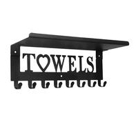 Towel Racks for Bathroom, Wall Mounted Towel Holder with 8 Hooks ＆ Shelf, Rustproof Metal Towel Shelf, Over the Door Hooks for Pool, Hot Tub, Bedroom, Kithcen Pool Towel Holder Hot Tub Towel Rack To