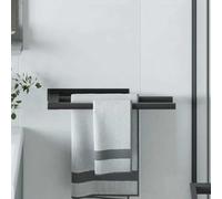 Towel Rail Black Stainless Steel 40 x 9 x 4 cm with Brushed Surface, Wall Mountable and Self-Adhesive, Rustproof for Bathroom, Shower, Toilet, Guest Room and Kitchen