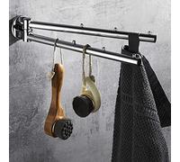 Towel Rail Chrome Swivel Towel Rail 180°Rotation Bar Bathroom Kitchen Wall Mounted Rack Holder With 2 Bars Bathroom Rack