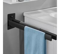 Towel Rail Black with Drilling - Towel Holder Bathroom Without Drilling, Wall Holder Self-Adhesive for Towels, Stainless Steel Towel Rail for Gluing for Bathroom and Kitchen, 39 x 10 x 5 cm