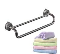 Towel Rail for Apartment, Double Towel Bar, Suction Cup Two Bar Towel Rack, Aluminium Bath Towel Rail Hole Long 13.7 Inch Clothes Hanger for Indoor Use