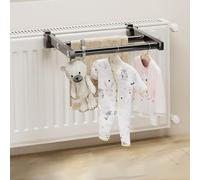 Towel Rail for Over Radiator Extendable Double Towel Holder Anti Slip Scratch Protecting Stripe Stainless Steel Over Door Towel Rack with Hoo Extends From (50cm Fixed payment)