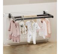 Towel Rail for Over Radiator Extendable Double Towel Holder Anti Slip Scratch Protecting Stripe Stainless Steel Over Door Towel Rack with Hoo Extends From (80cm Fixed payment)