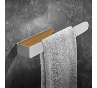 Towel Rail No Drilling Bamboo Towel Rail Bathroom Kitchen Wall Adhesive Towel Holder Bathroom Guest Toilet Wall Mounted Towel Holder (White, 30 cm)