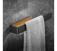 Towel Rail No Drilling Bamboo Towel Rail Bathroom Kitchen Wall Adhesive Towel Holder Bathroom Guest Toilet Wall Mounted Towel Holder (Black, 30 cm)